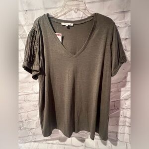 NWT Olive Green Tee with Sleeve Detail